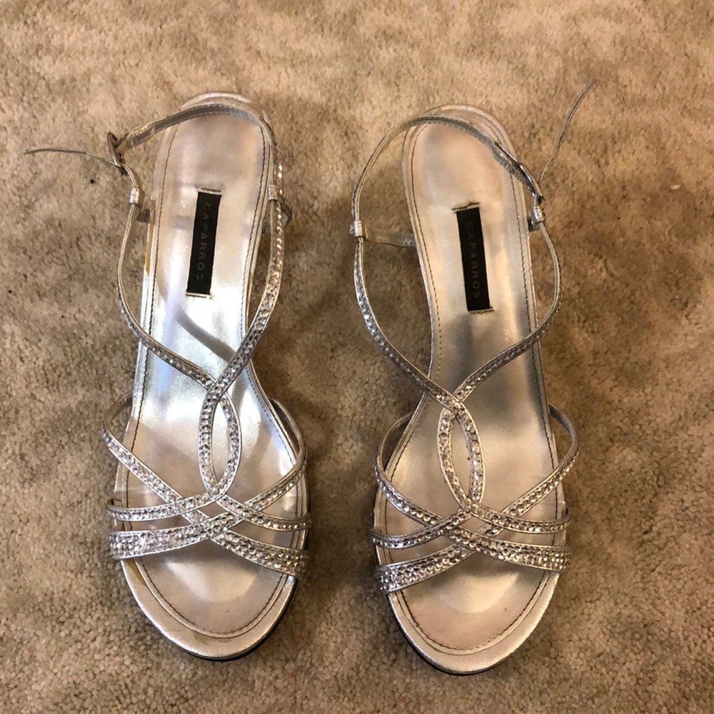 Silver glitter heels - size 8.5